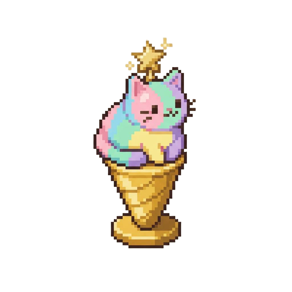 A Pastel Rainbow Kitty Cone Trophy