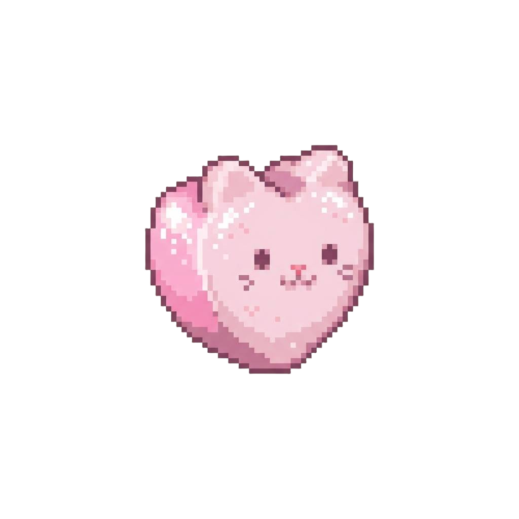A Glittering Marshmallow Cat Heart
