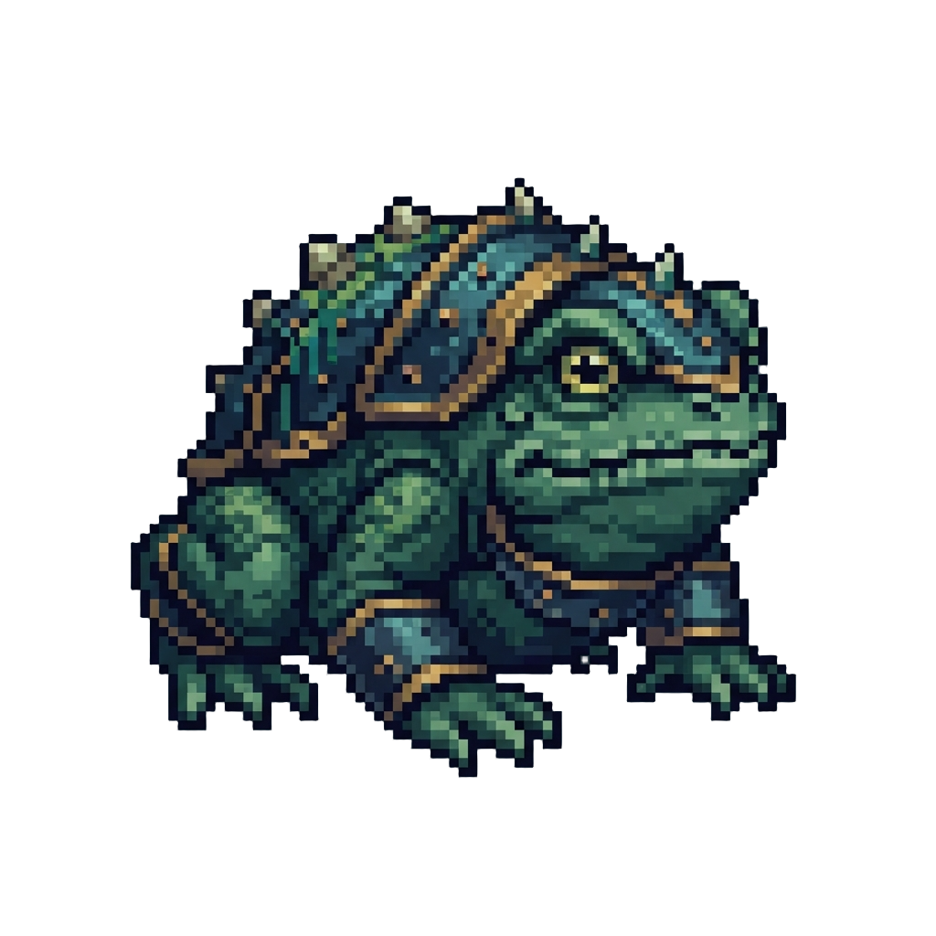 A Colossal Armored Lake Toad Monster