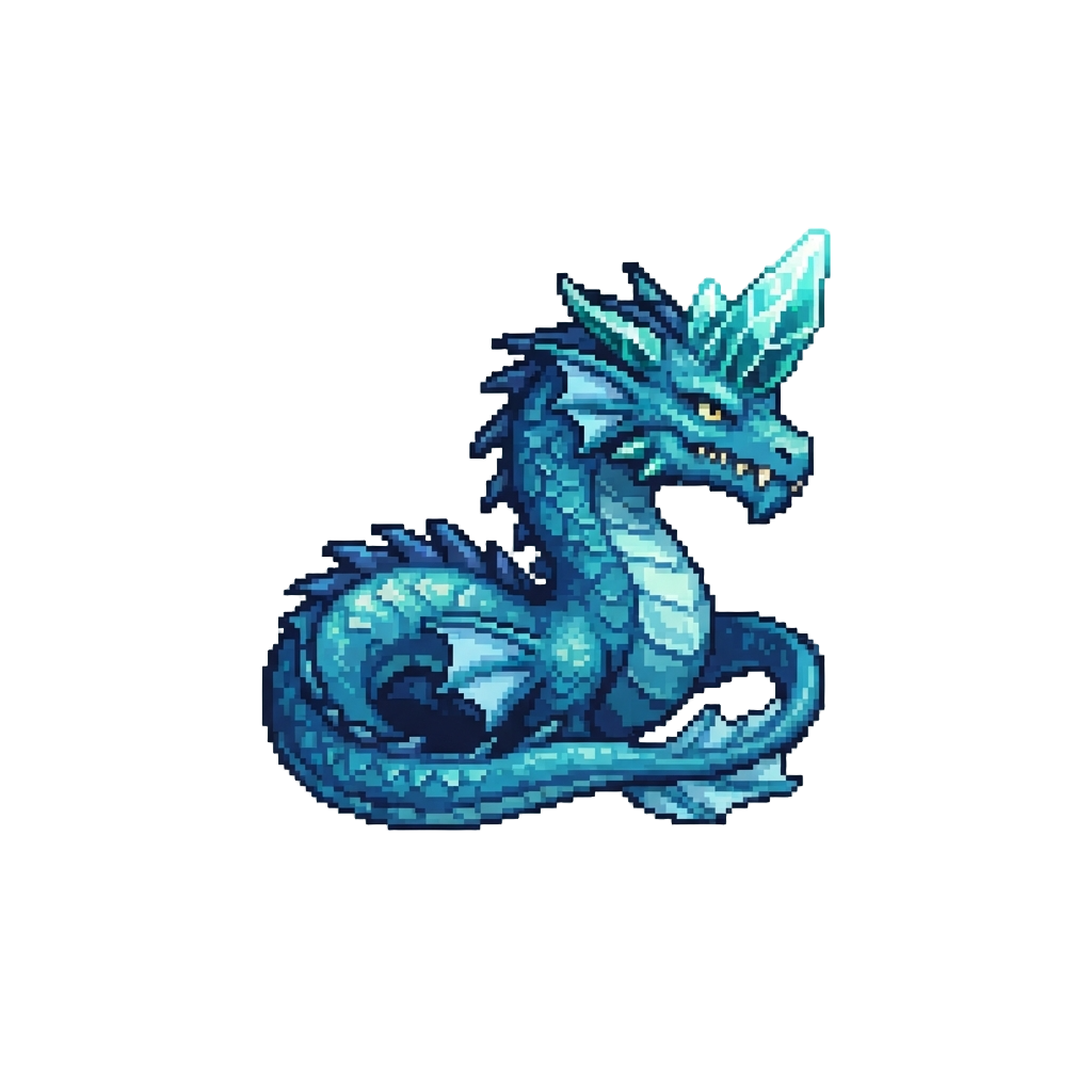 A Giant Crystal-horned Aquatic Dragon