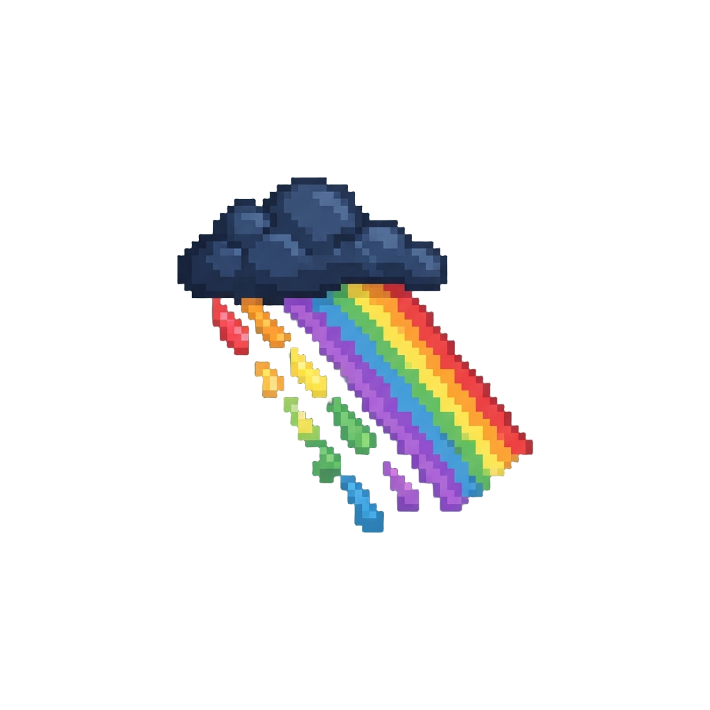A Glowing Rainbow Rainstorm