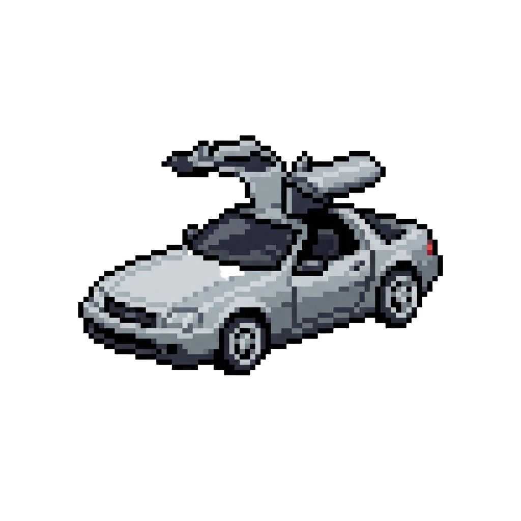 A Gull-wing Silver Sports Car