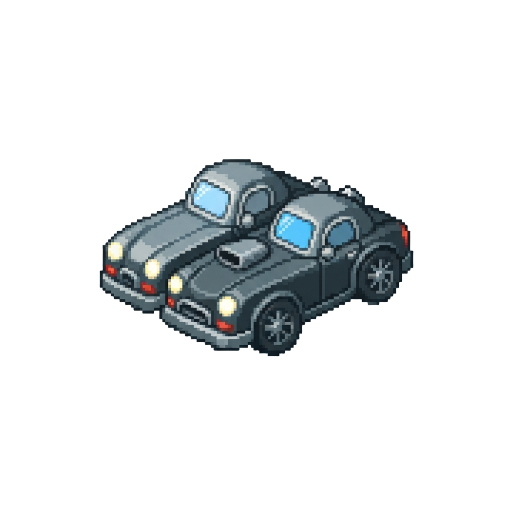 A Dark Metallic Twin Car
