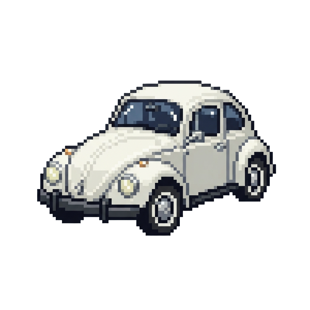 A Classic White Beetle Car