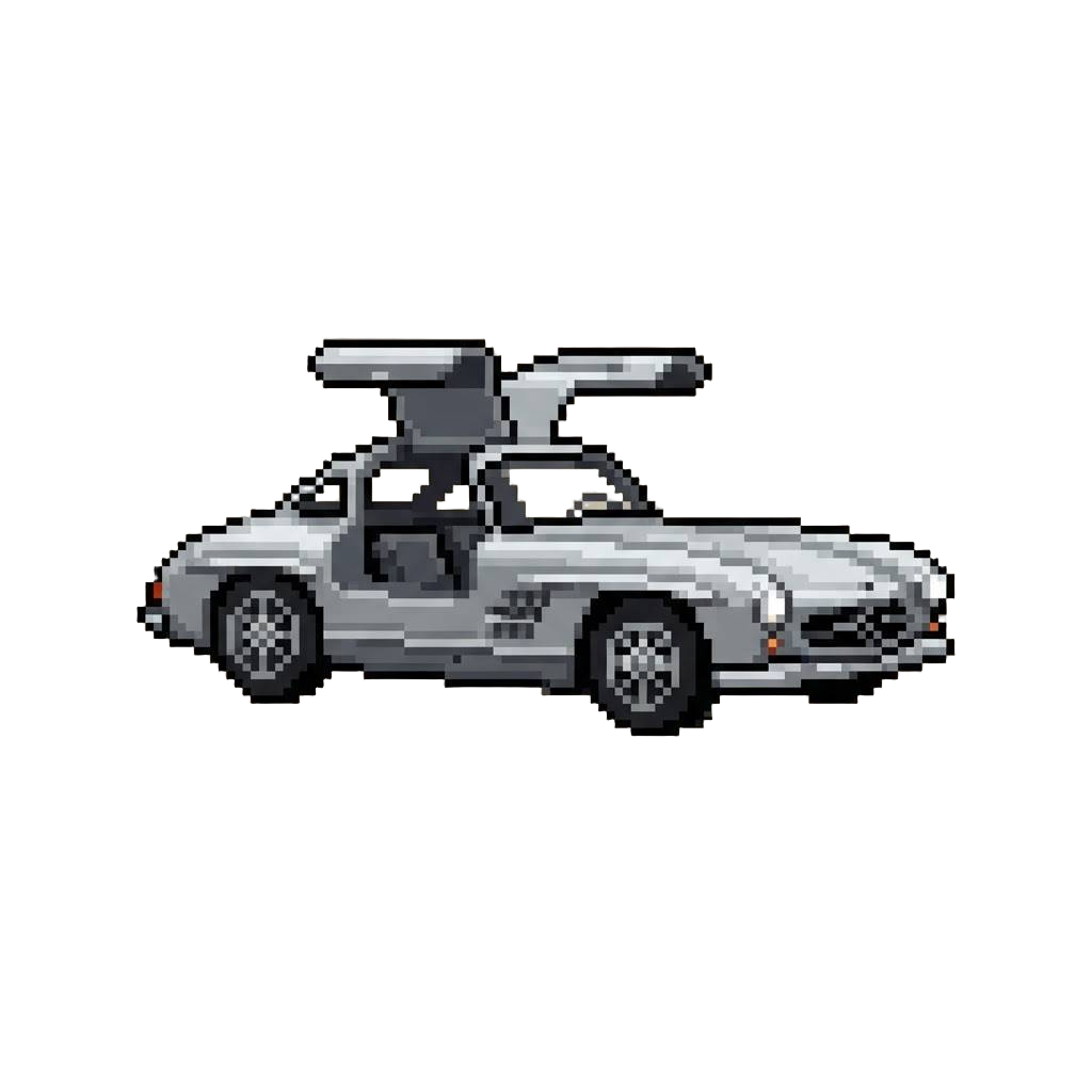 A Gullwing Silver Coupe