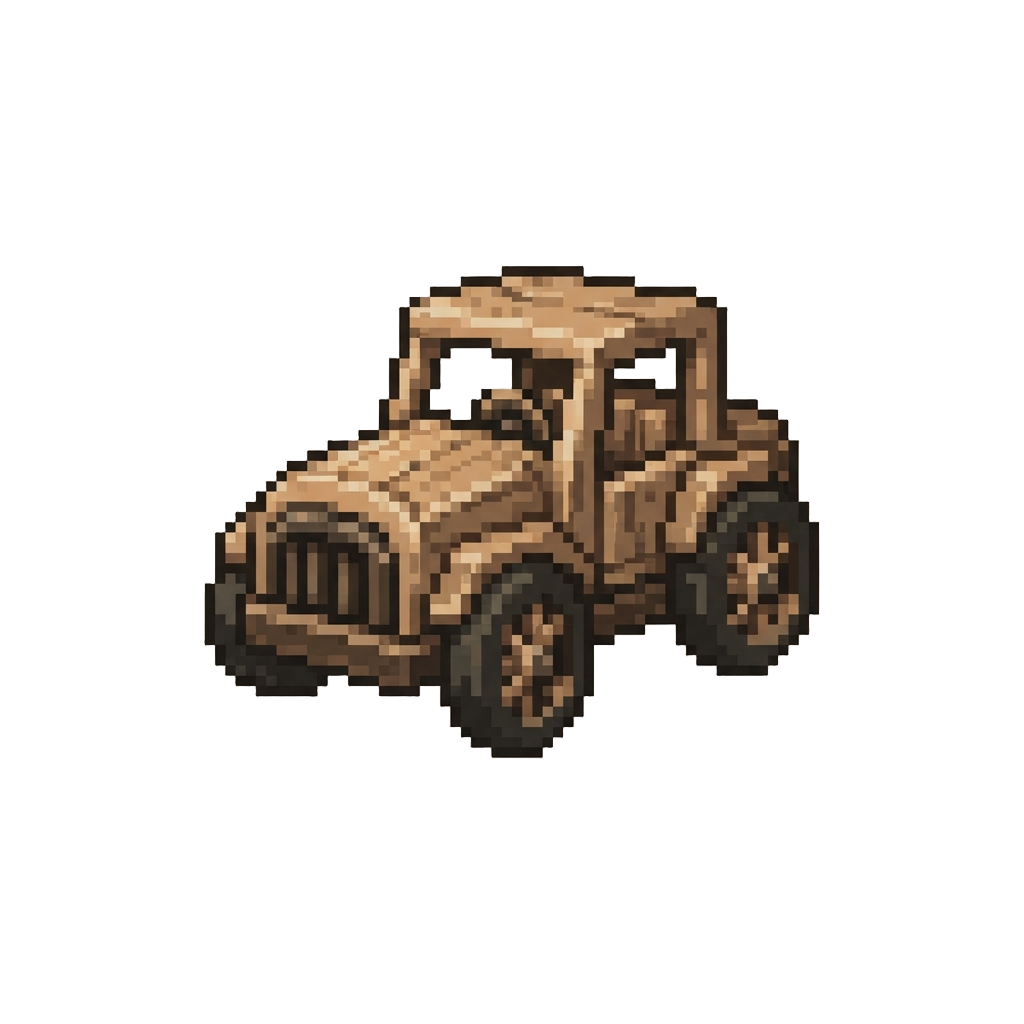 A Primitive Wooden Car