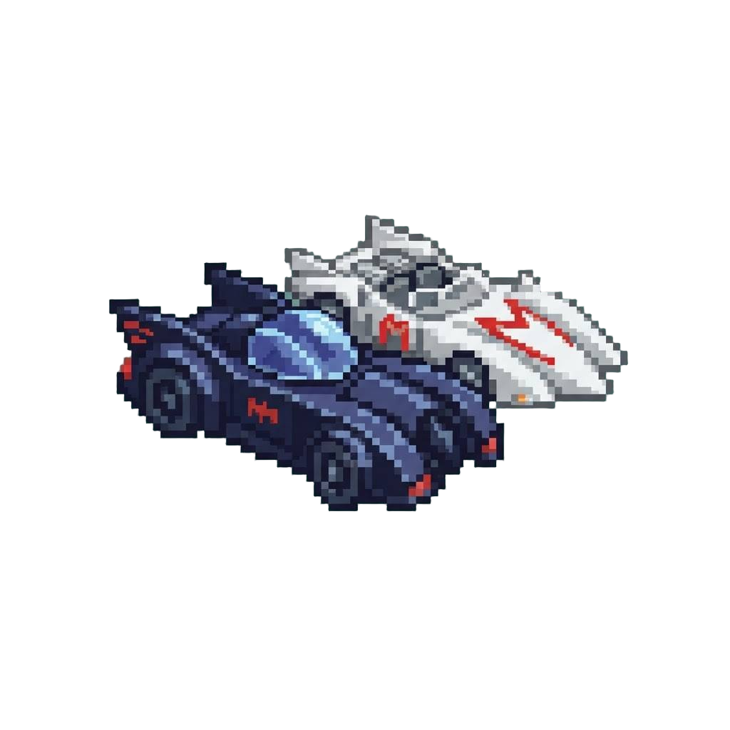 The Batmobile and Mach 5 Pair