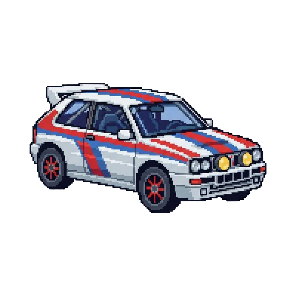 A Striped Rally Car