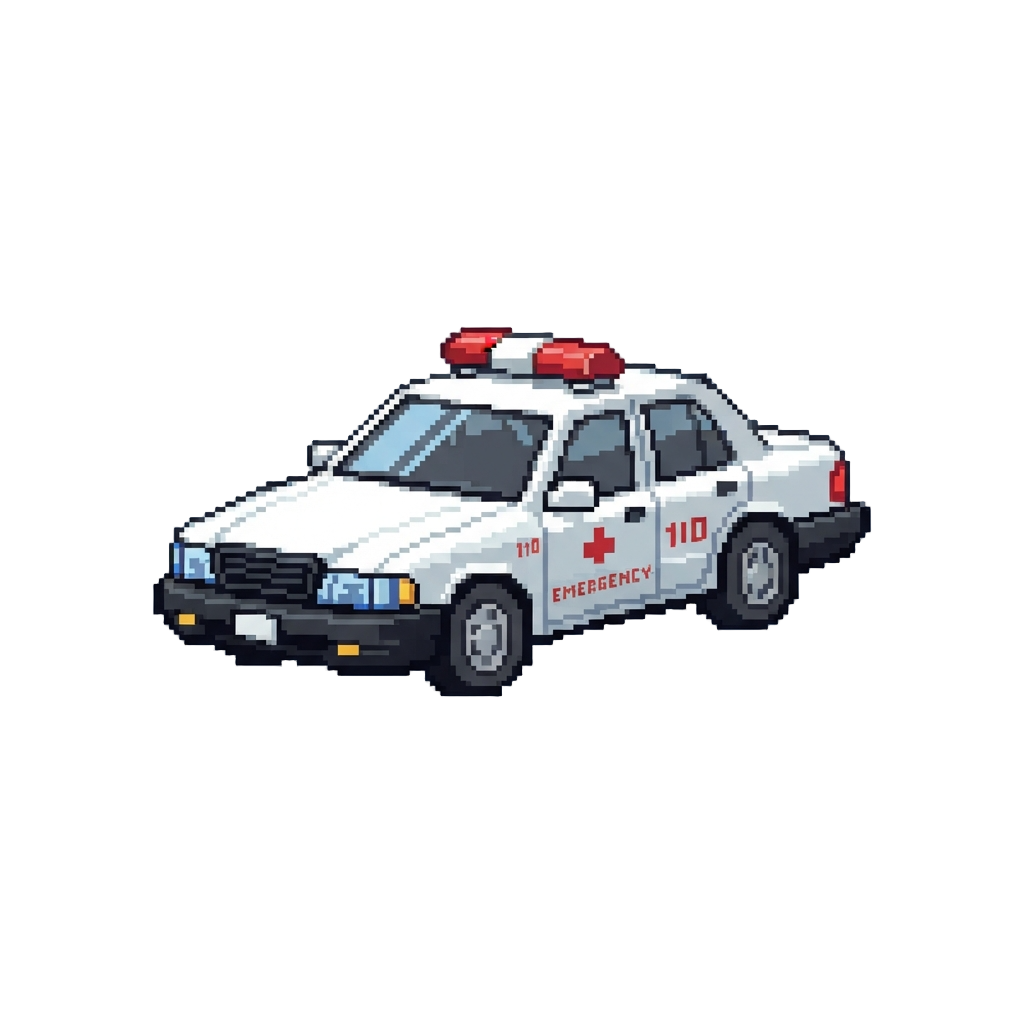 A Classic White Emergency Car