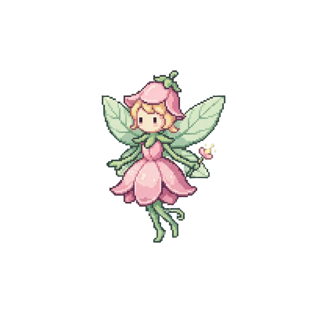 A Pastel Pink Flowerbud Fairy