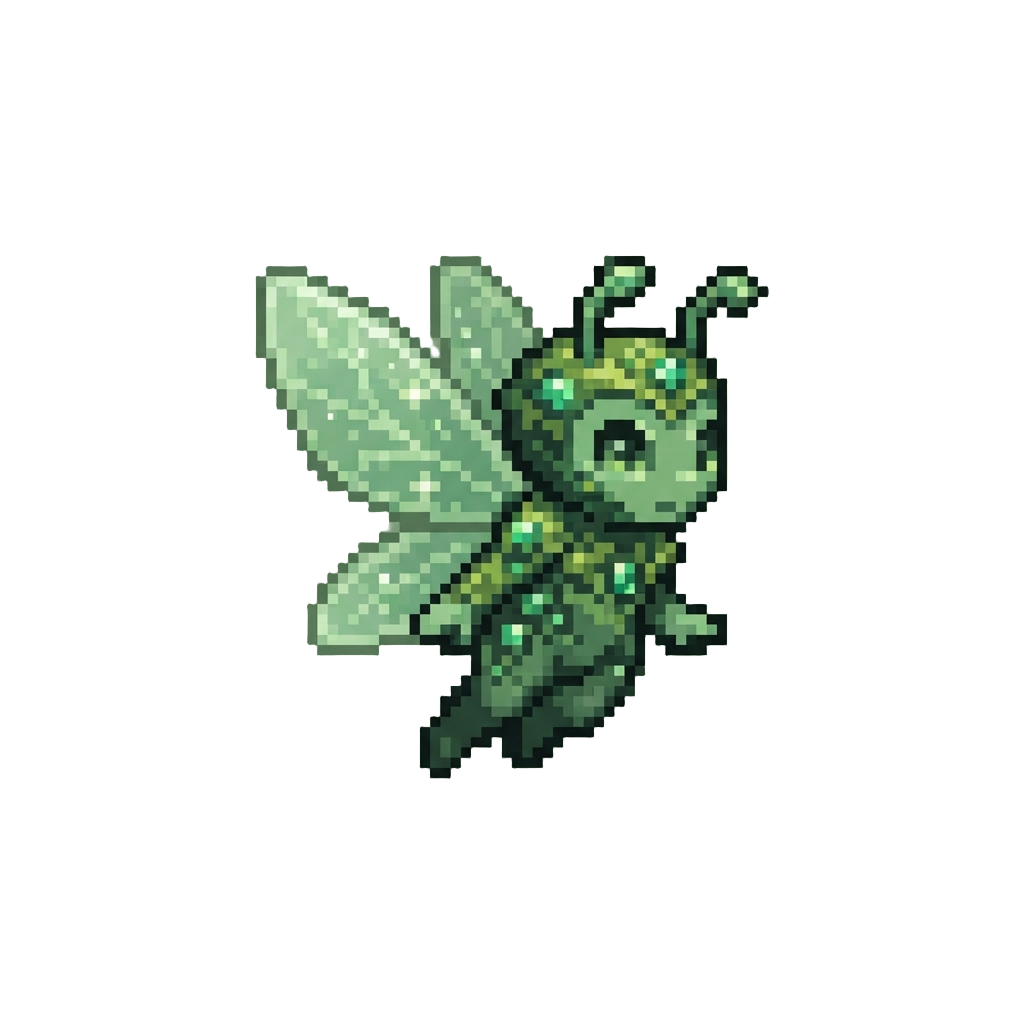 A Glittering Emerald Moss Fairy