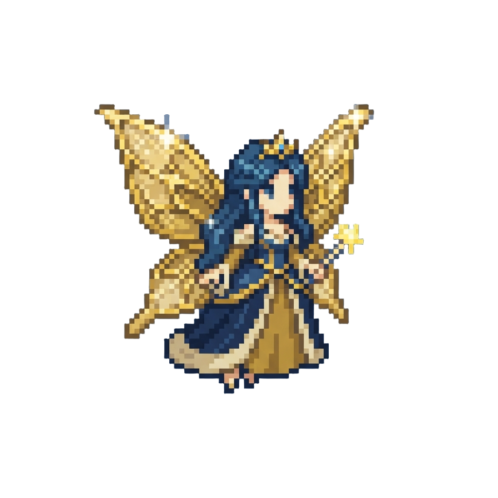 A Shimmering Golden-winged Starlight Queen Fairy