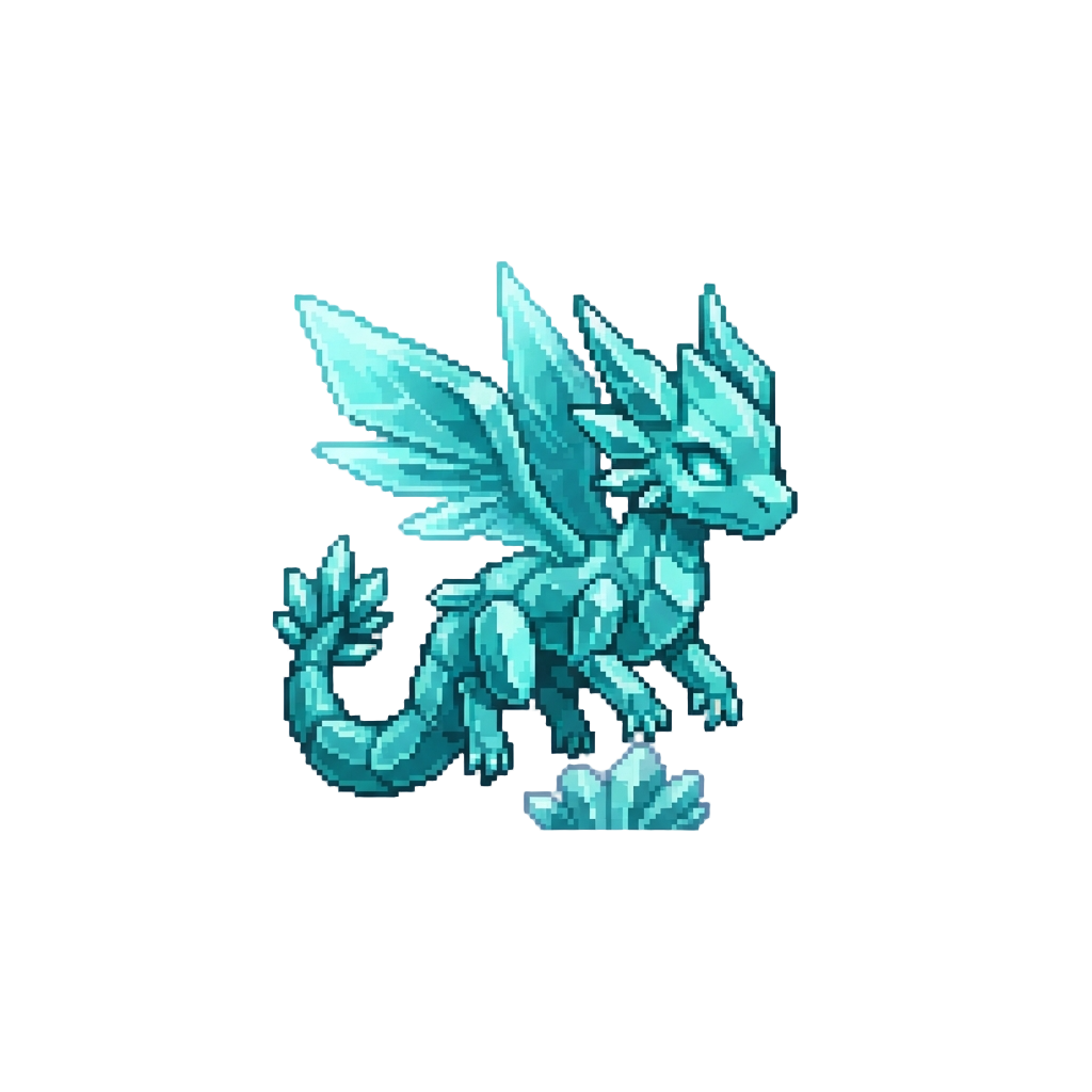 A Luminous Turquoise Crystal Dragon-fairy