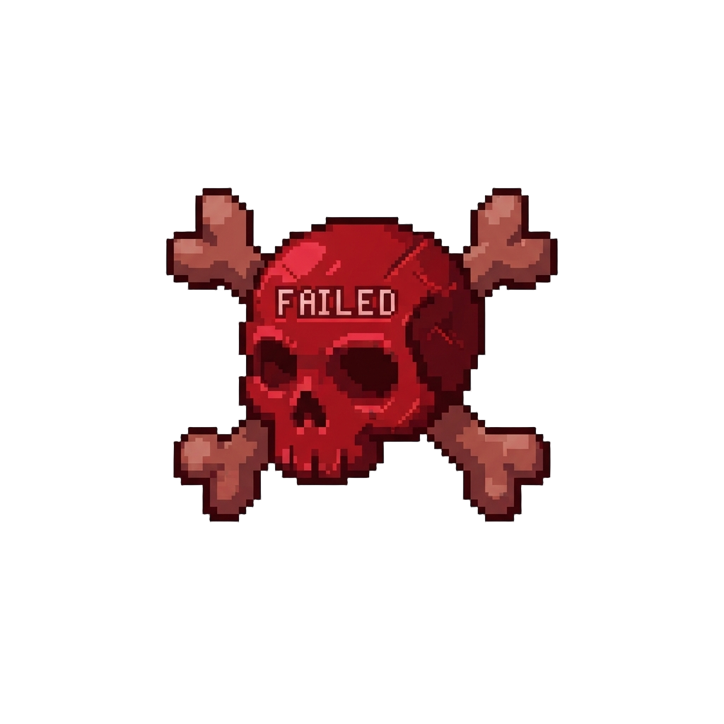 A Red Skull-and-crossbones Doodle with 'failed'
