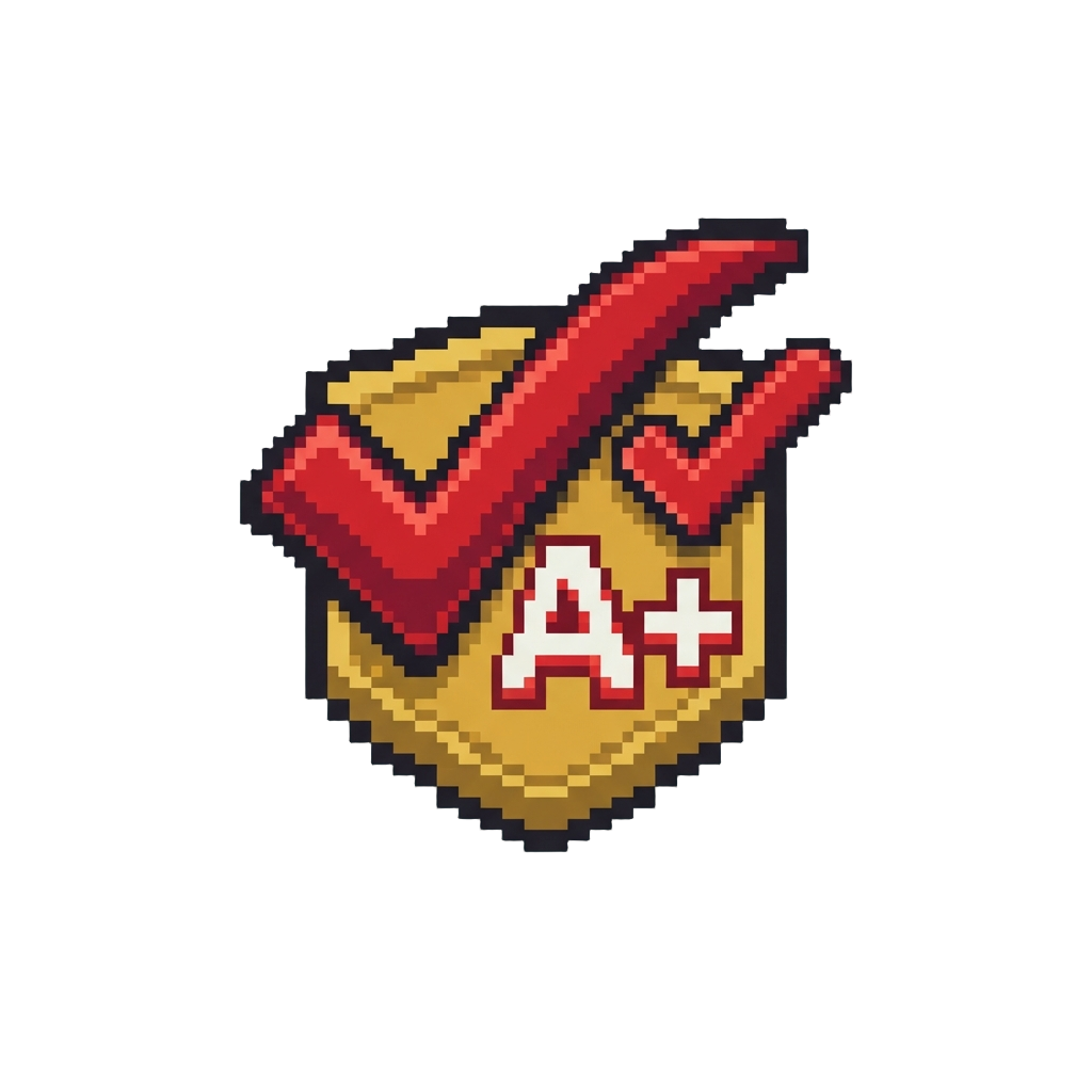 A Double Red Checkmark with 'a+'