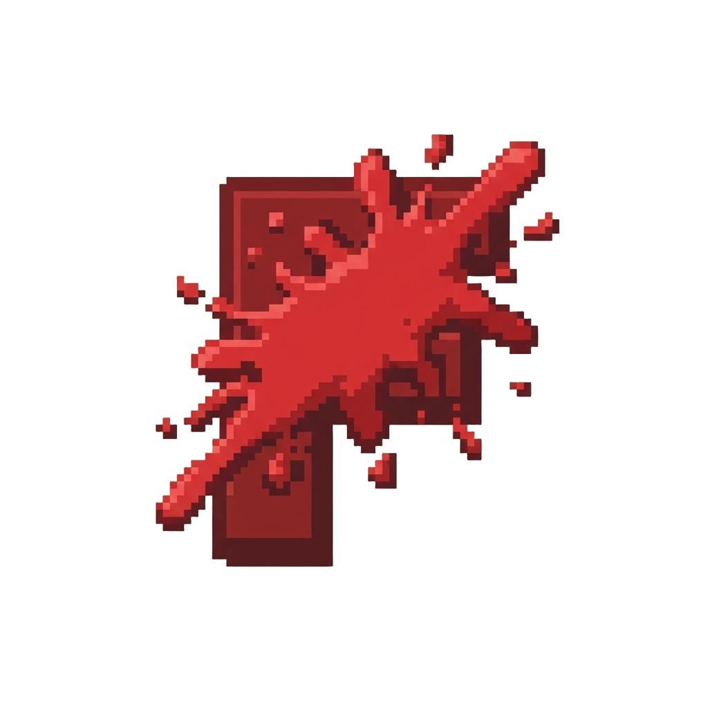 A Heavy Red Ink Splatter Over a Big 'f'