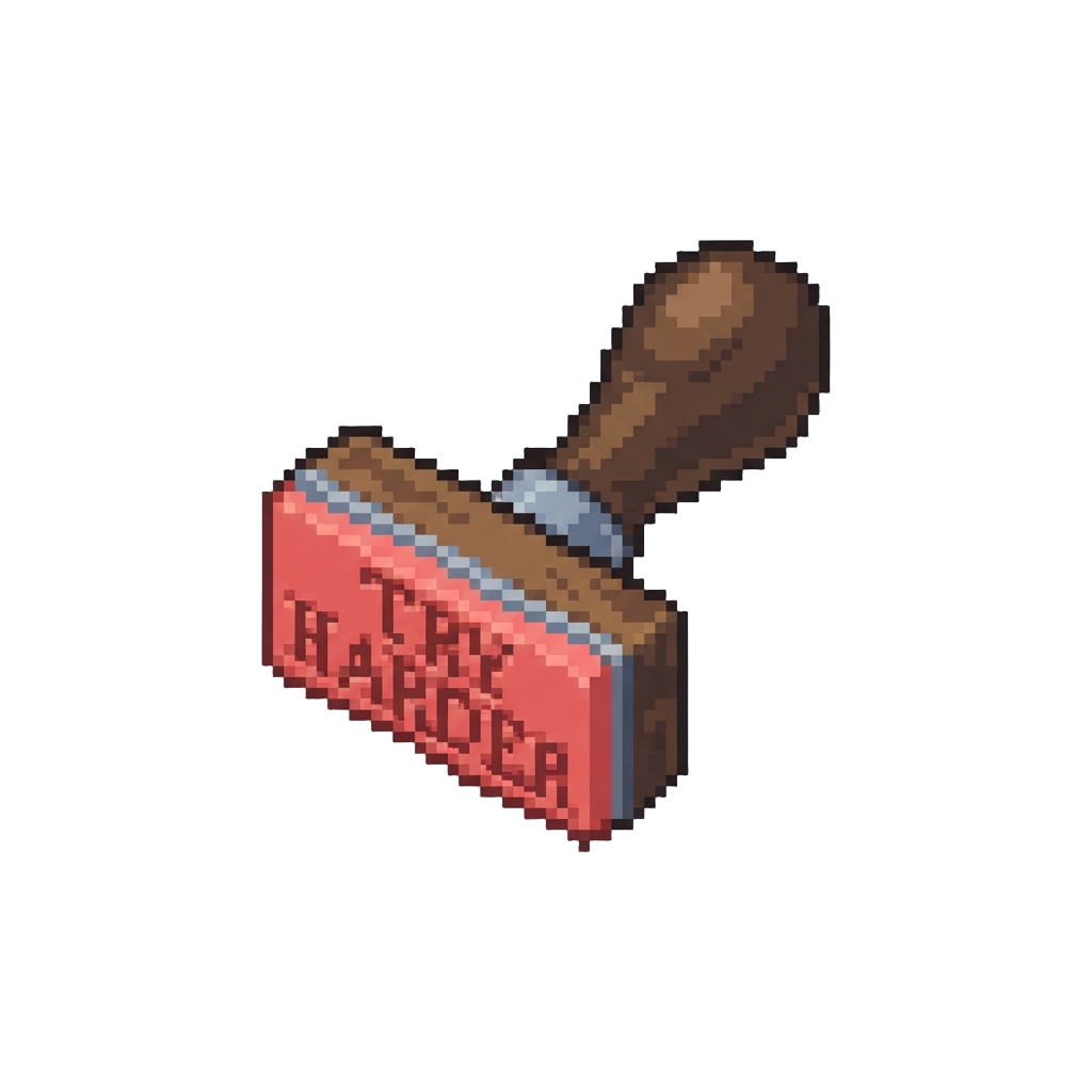 A 'try Harder' Rubber Stamp