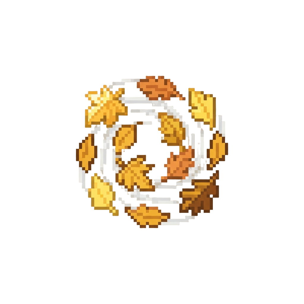Crisp Golden Autumn Leaves Swirling Around in Gusts of Wind