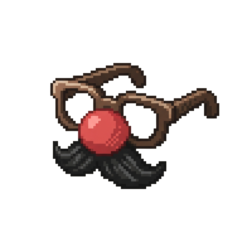 A Clown Nose and Mustache Glasses