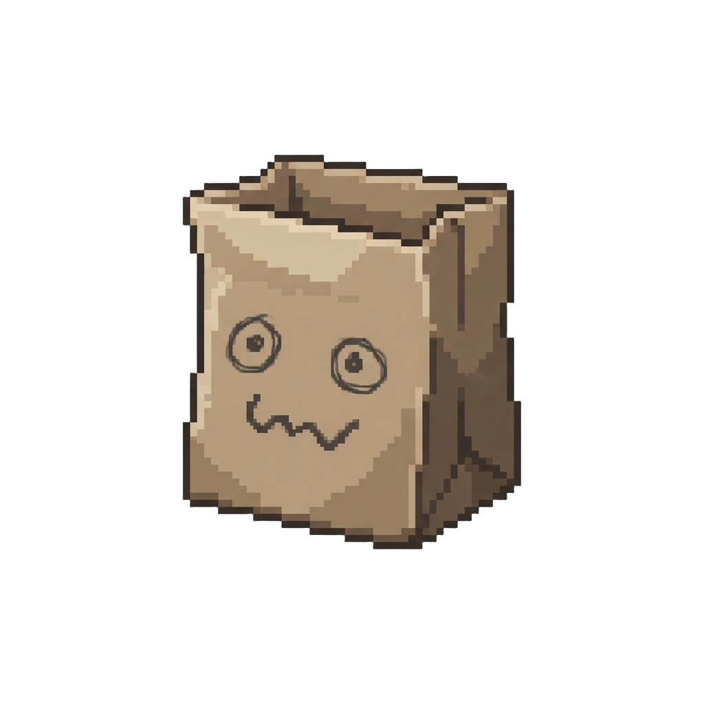 A Paper Bag Mask with Drawn Eyes