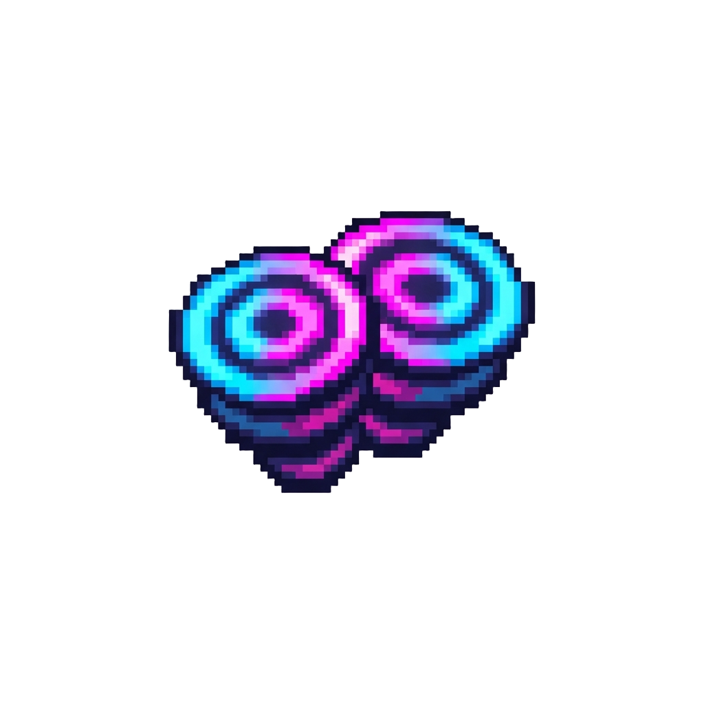 A Pair of Glowing Neon Dizzy Swirls