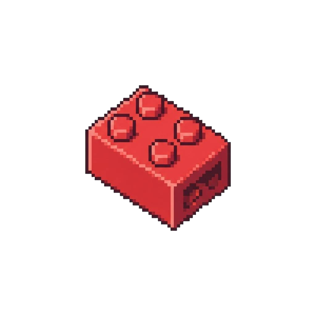 A Tumbling Red Plastic Toy Brick