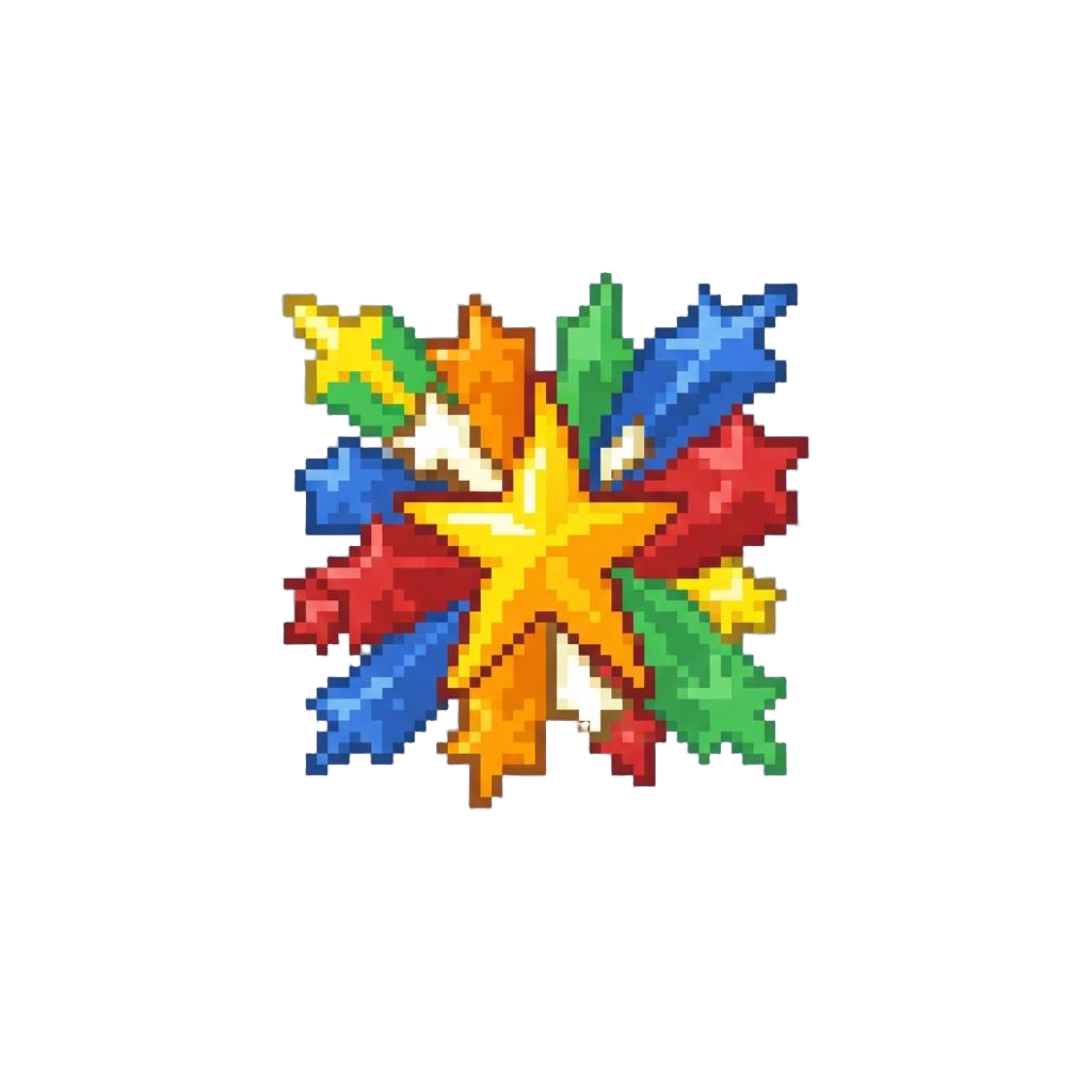 A Burst of Multi-colored Comic Action Stars