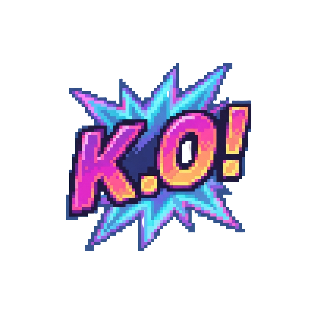 A Holographic Neon 'k.o.!' Comic Text Burst