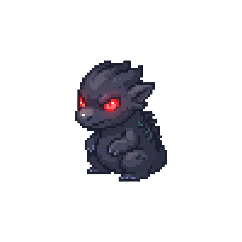 A Shadowy Monster with Glowing Red Eyes