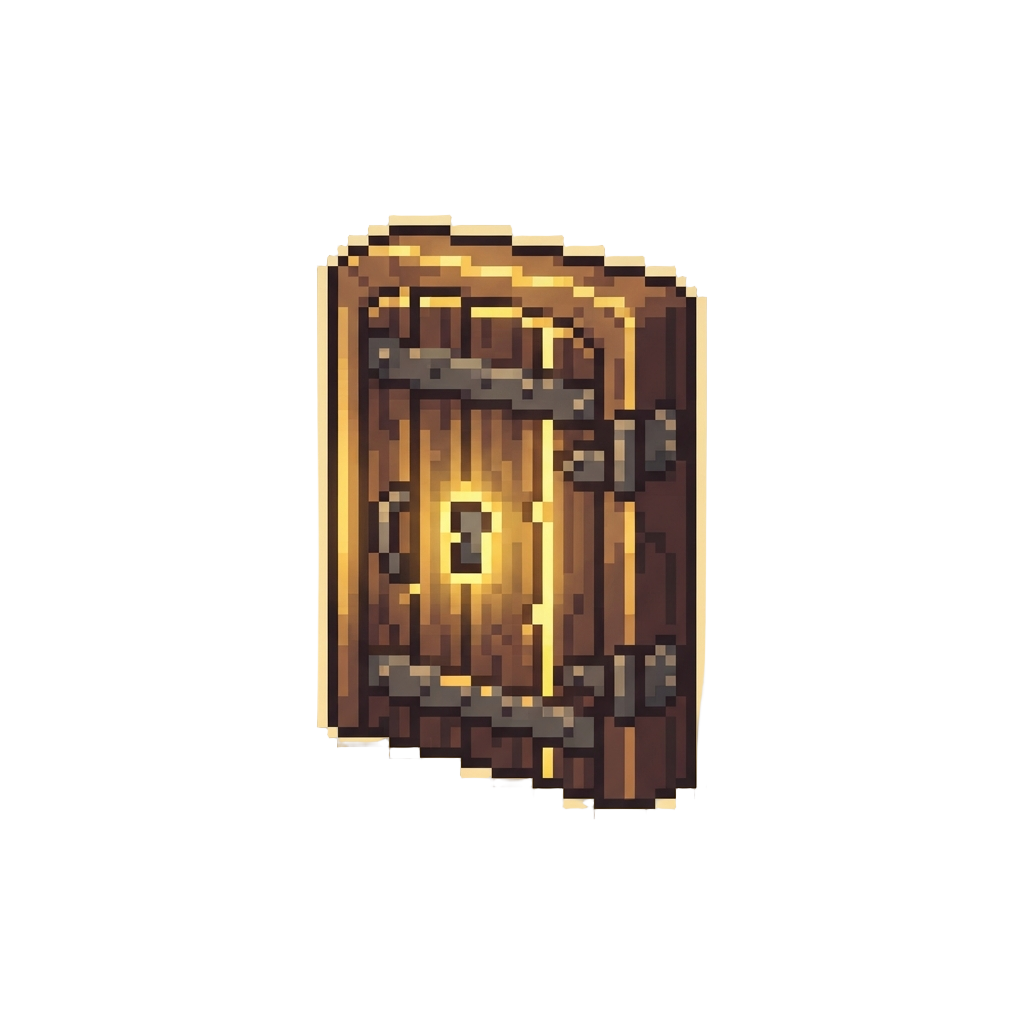 A Wooden Door Glowing with Golden Light