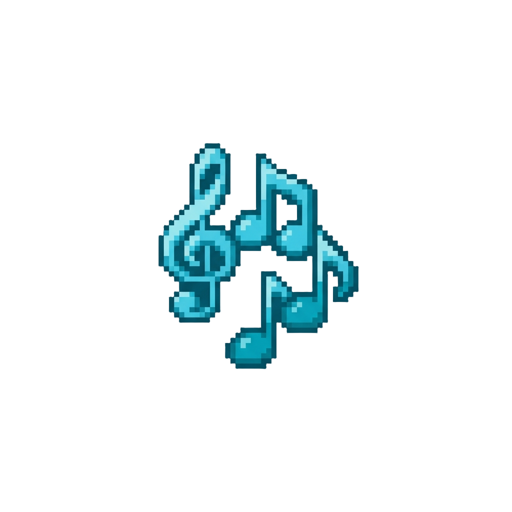 A Cascade of Glowing Azure Music Notes