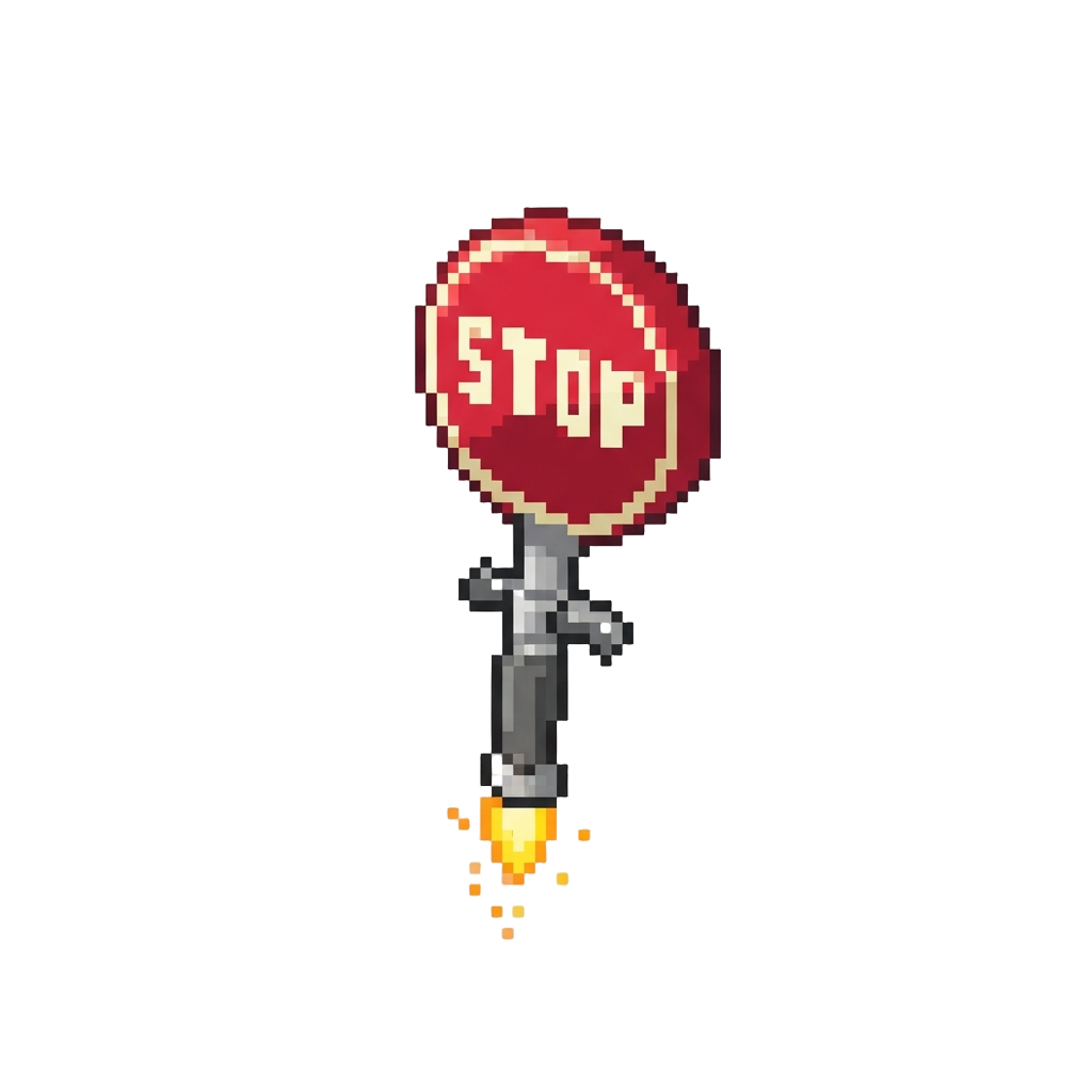 A Flying Miniature Pit-crew Stop Sign