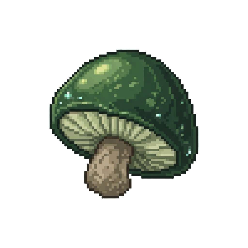 A Slimy Dark Green Mushroom Cap