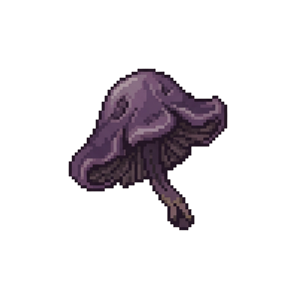 A Dark Violet Wilted Mushroom Cap