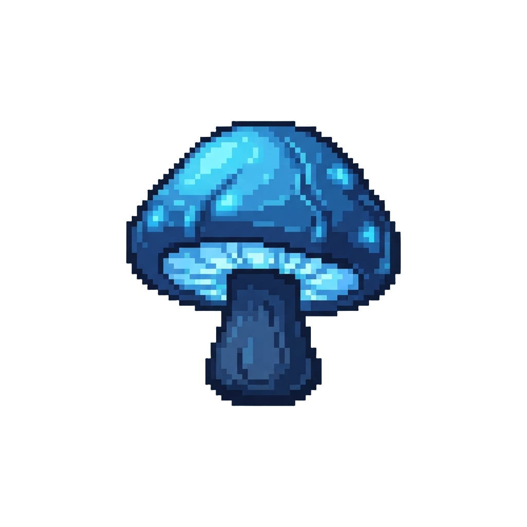 A Glowing Blue Spirit Mushroom Cap