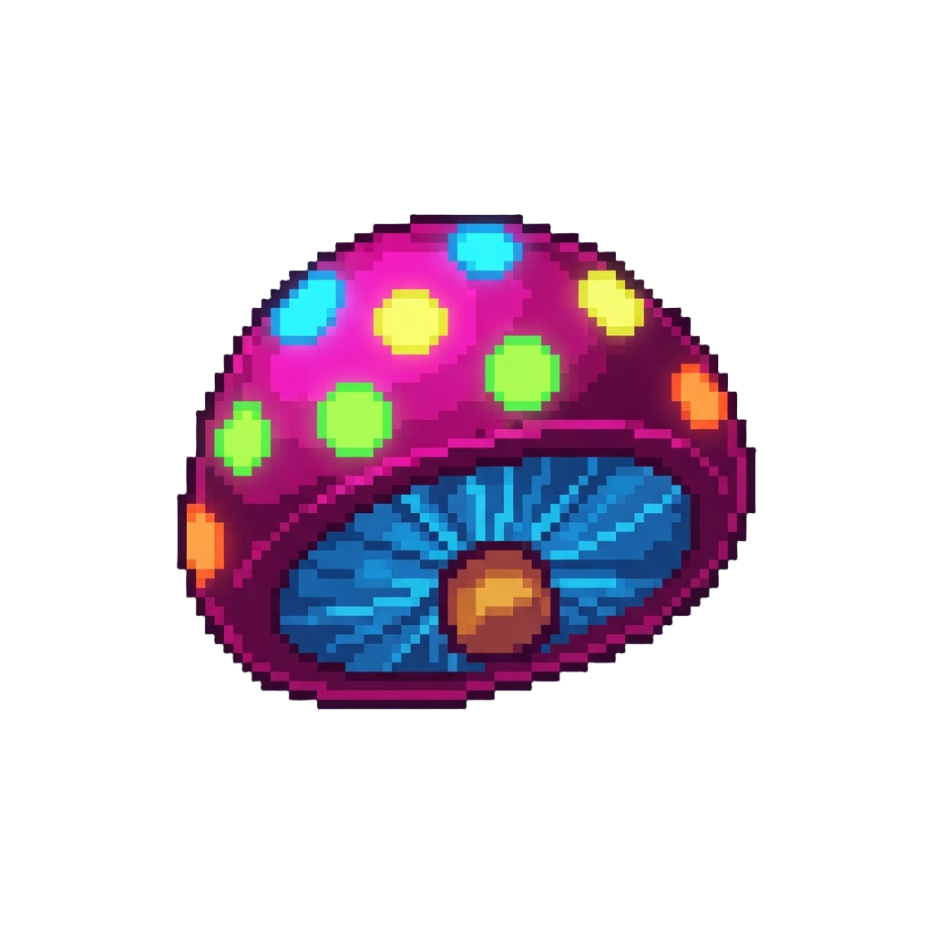 A Neon Polka-dot Mushroom Cap