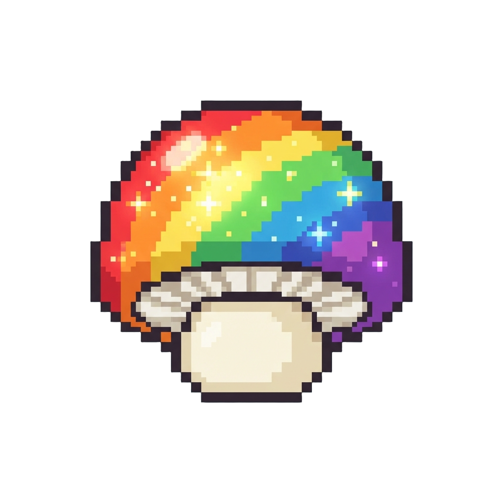 A Sparkling Rainbow Mushroom Cap