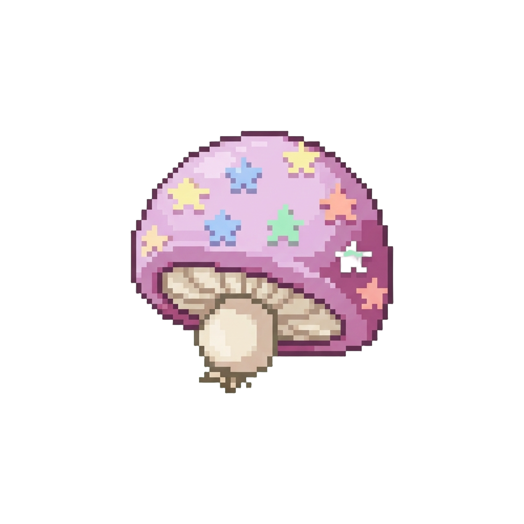 A Pastel Star-covered Mushroom Cap