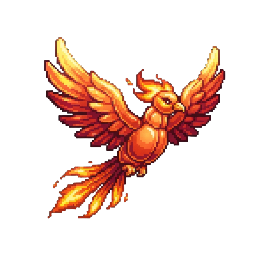 A Glowing Balloon Phoenix with Expansive Wings