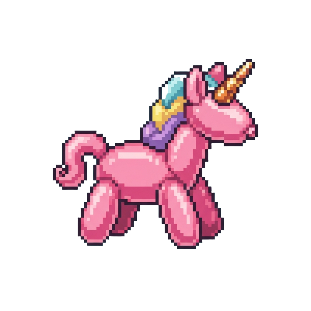 A Majestic Balloon Unicorn with a Metallic Horn