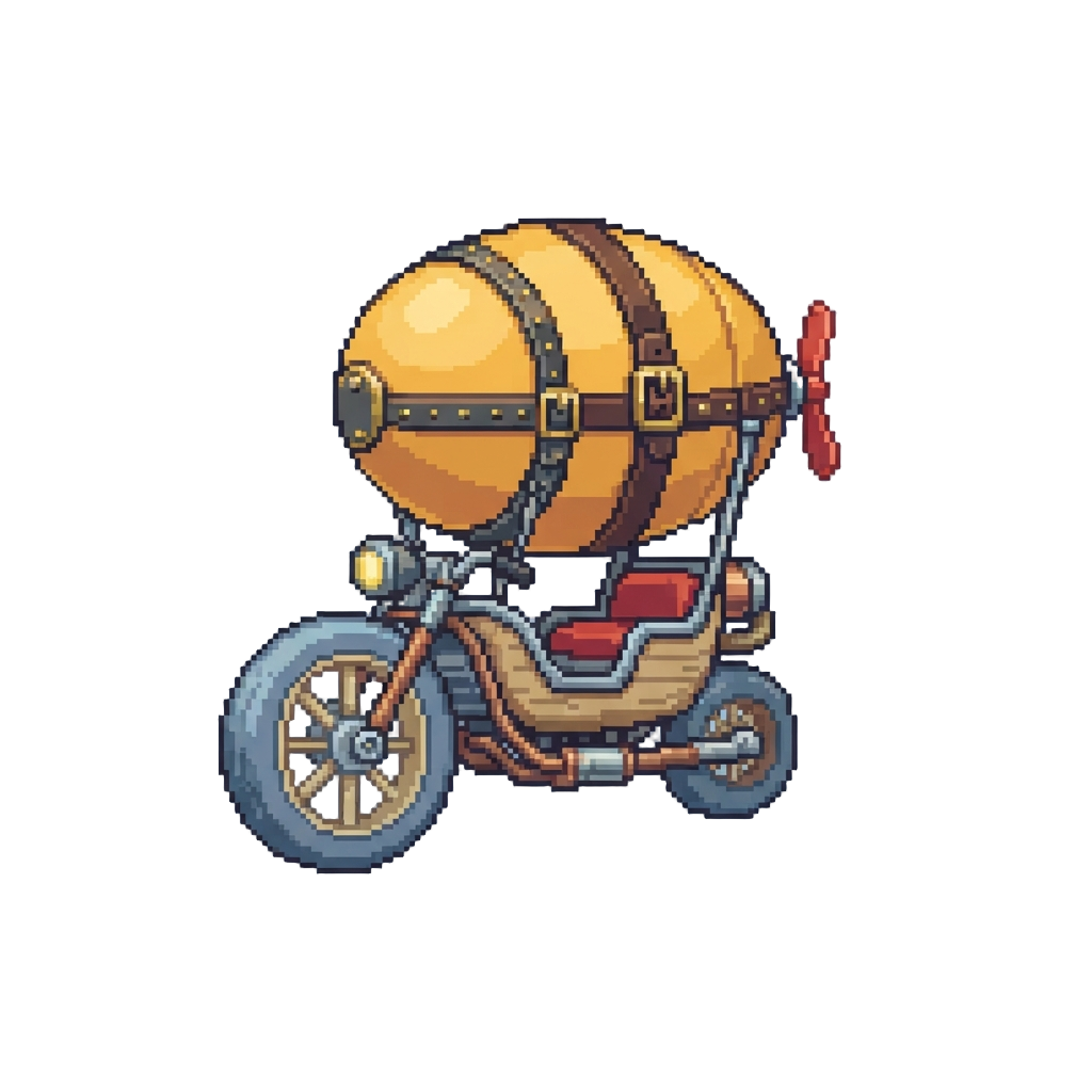 A Massive Balloon Motorcycle with Spinning Wheels