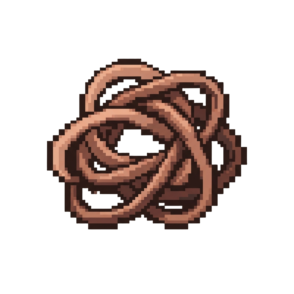 A Knot of Tangled Uninflated Rubber String
