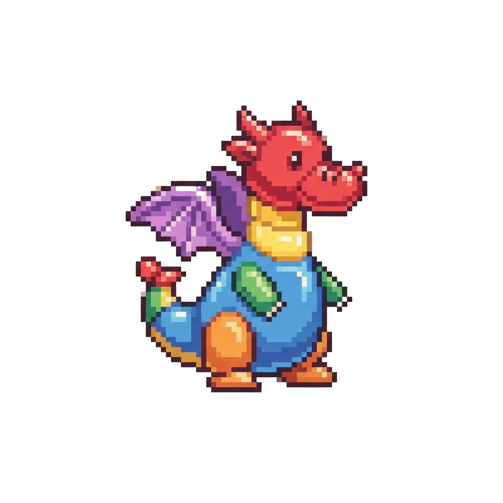 A Towering Multi-colored Balloon Dragon with Wings