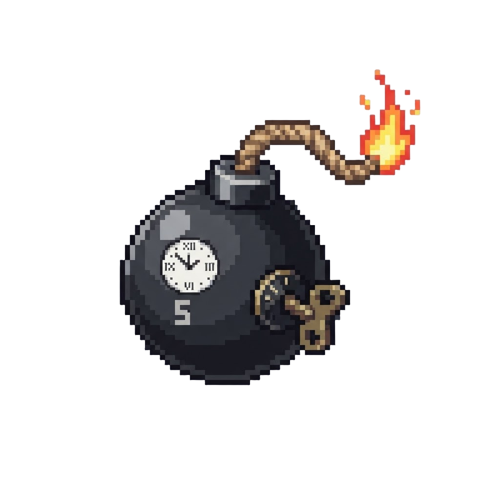 A Ticking Cartoon Bomb with a Giant Fuse