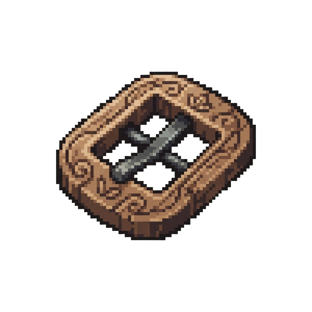 A Rustic Carved Wooden Buckle