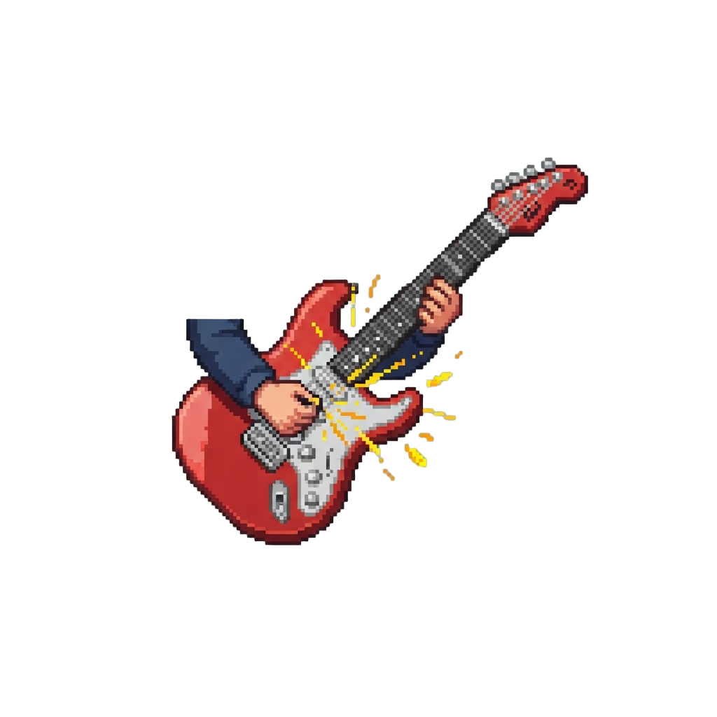 Playing an Electrifying Solo on a Tiny Electric Guitar