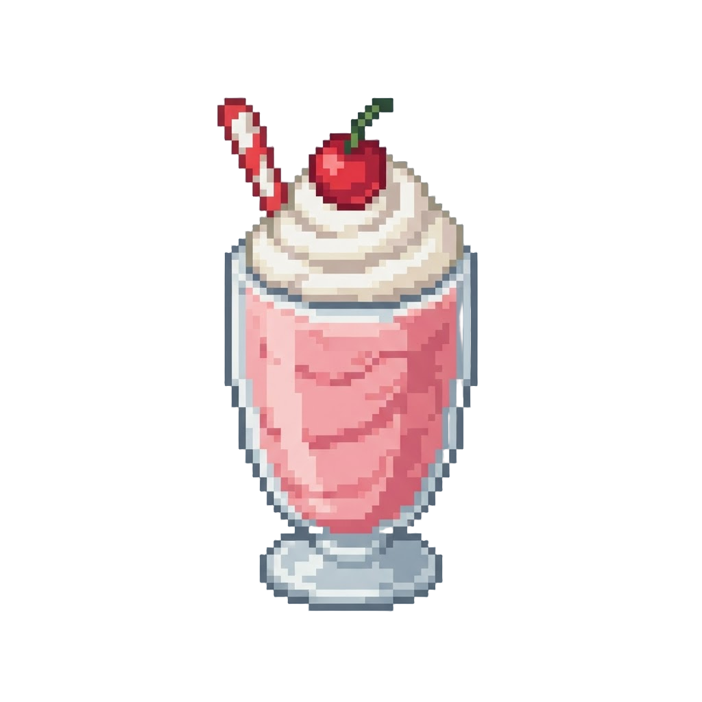 A Tall Strawberry Milkshake Topped with Whipped Cream and a Cherry