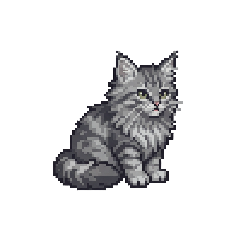 A Fluffy Grey Maine Coon Kitten