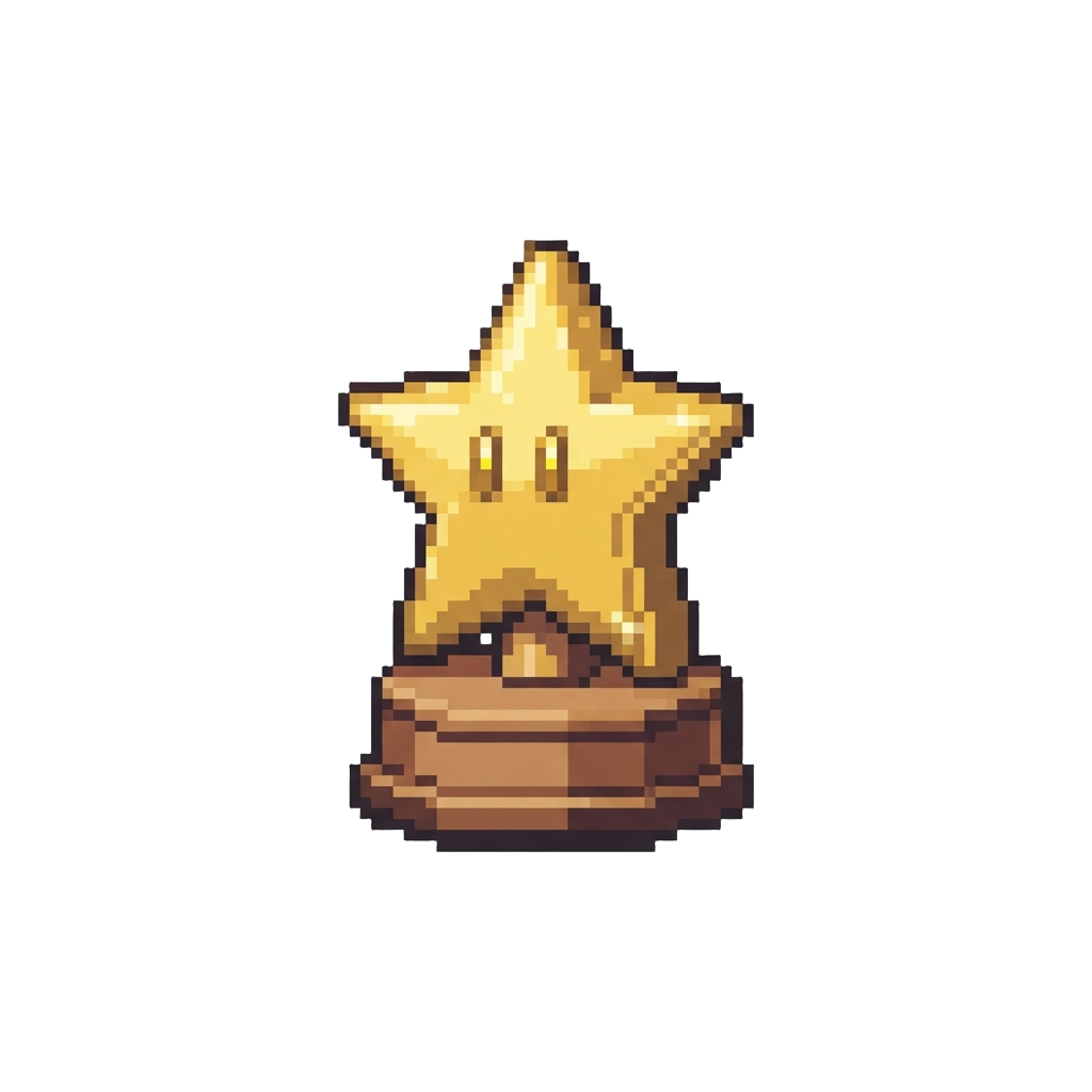 A Golden Mario Star Trophy