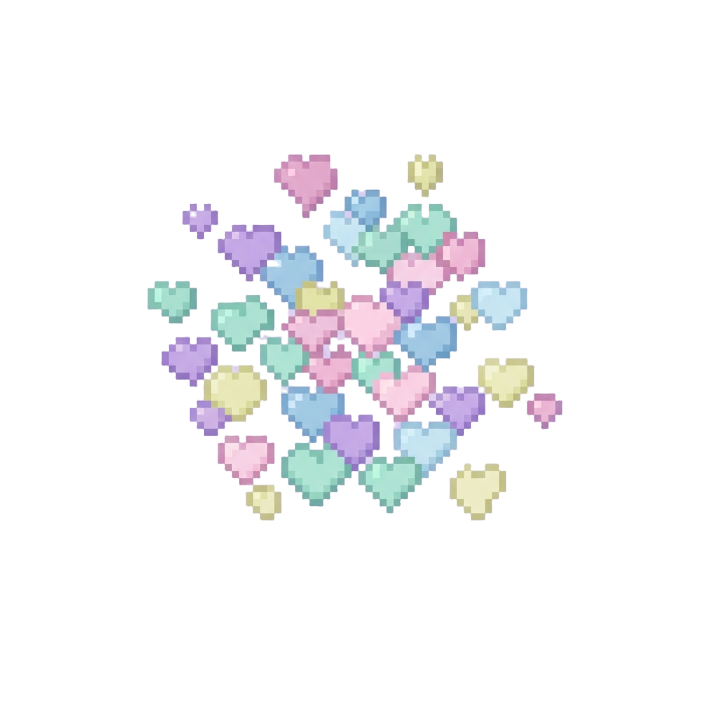A Burst of Pastel Heart Confetti